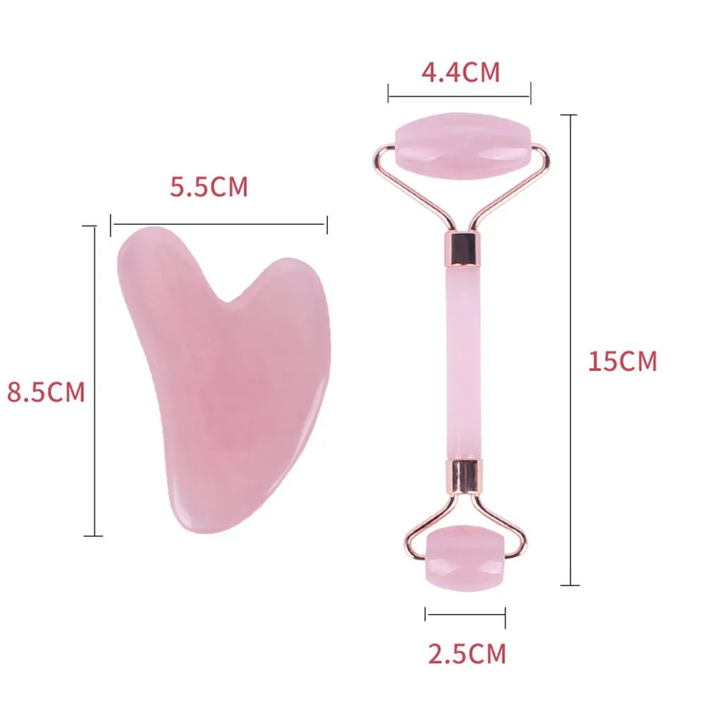 Belora Resin Jade Roller Gua Sha - Rose Quartz