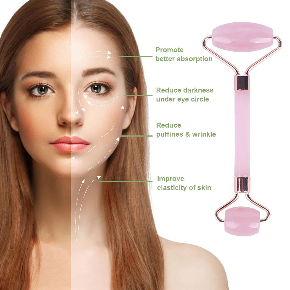 Belora Resin Jade Roller Gua Sha - Rose Quartz