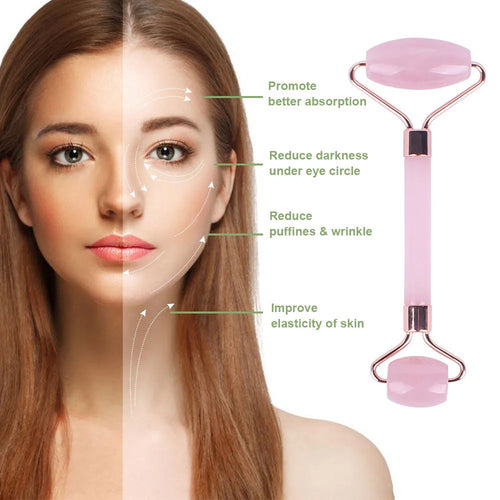 Belora Resin Jade Roller Gua Sha - Rose Quartz