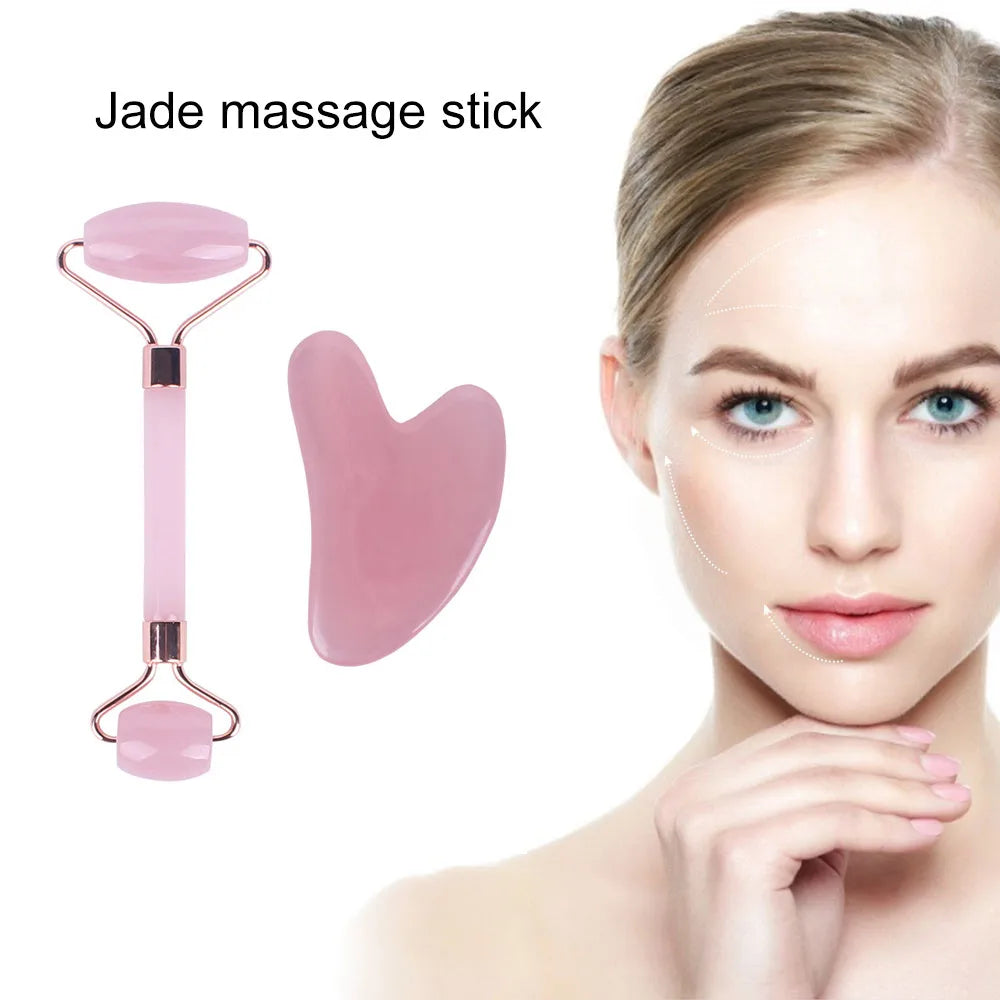 Belora Resin Jade Roller Gua Sha - Rose Quartz